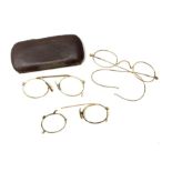 A pair of 9ct gold framed antique spectacles