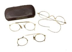 A pair of 9ct gold framed antique spectacles