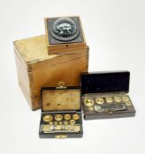 Two Bakelite cased sets of chemistry weights