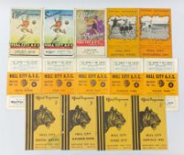 Fourteen 1950s and later football programmes all being for Hull City home matches including against