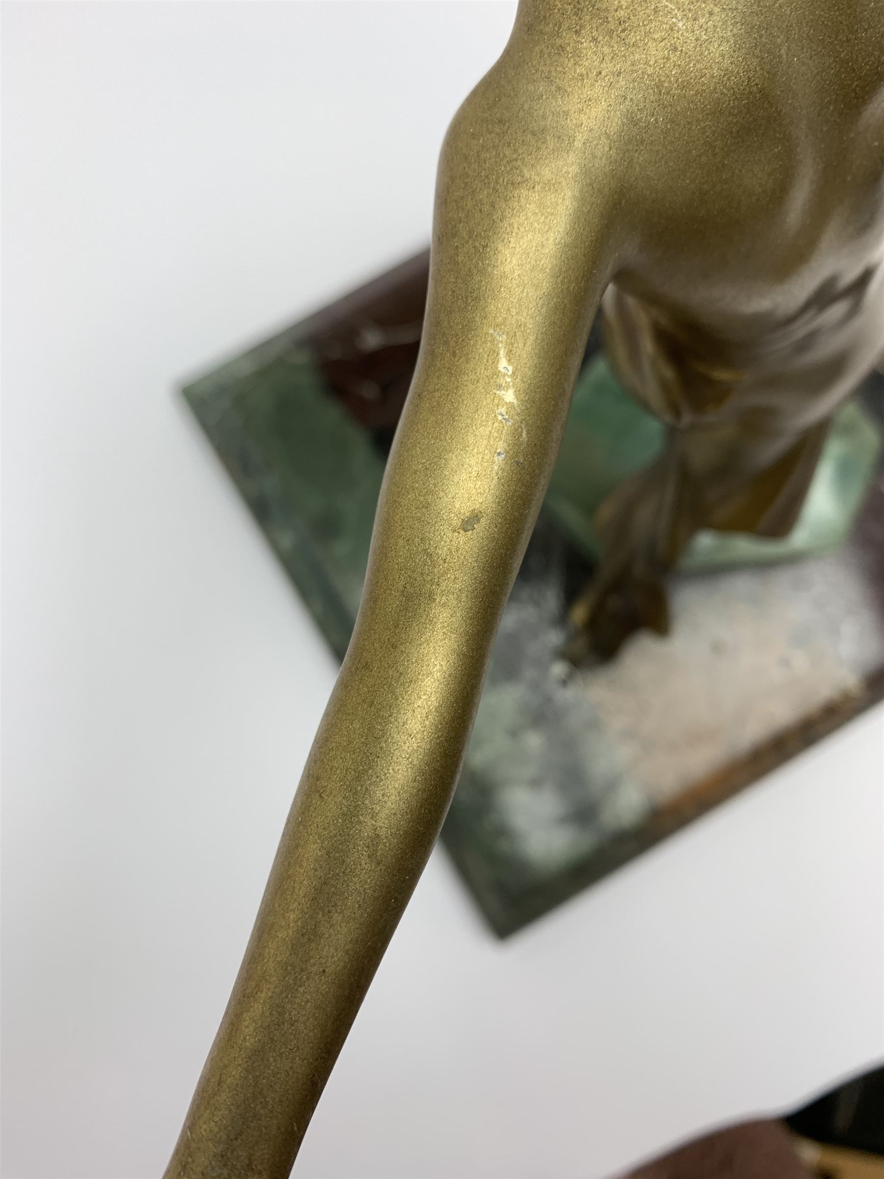 An Art Deco gilt patinated spelter figure - Image 7 of 7