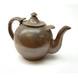 A large 19th century salt glazed teapot
