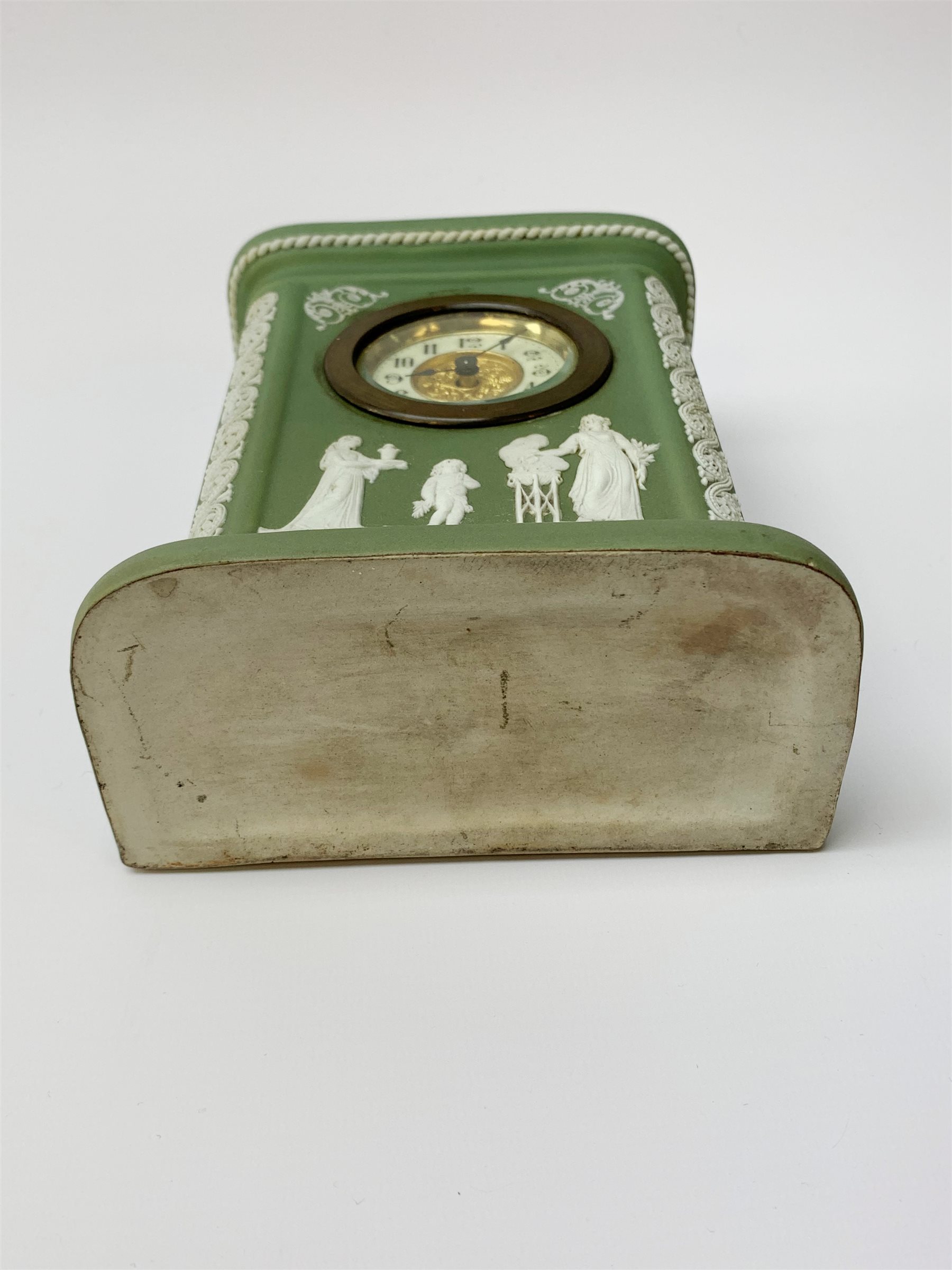 An early 20th century Wedgwood sage green jasper timepiece - Image 7 of 31