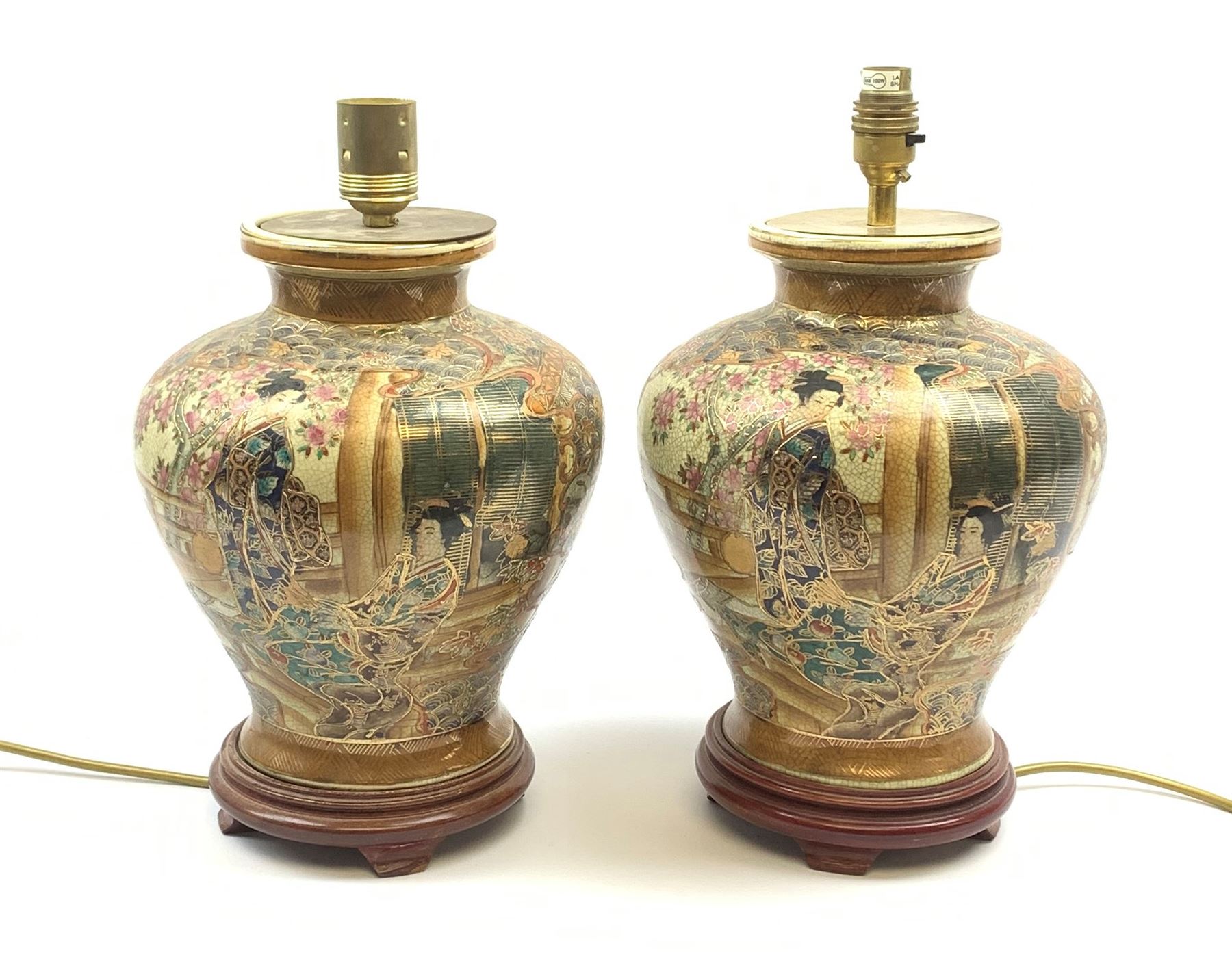 A pair of 20th century Japanese Satsuma style table lamps - Image 5 of 14