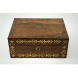 A 19th century mahogany brass inlaid sewing box