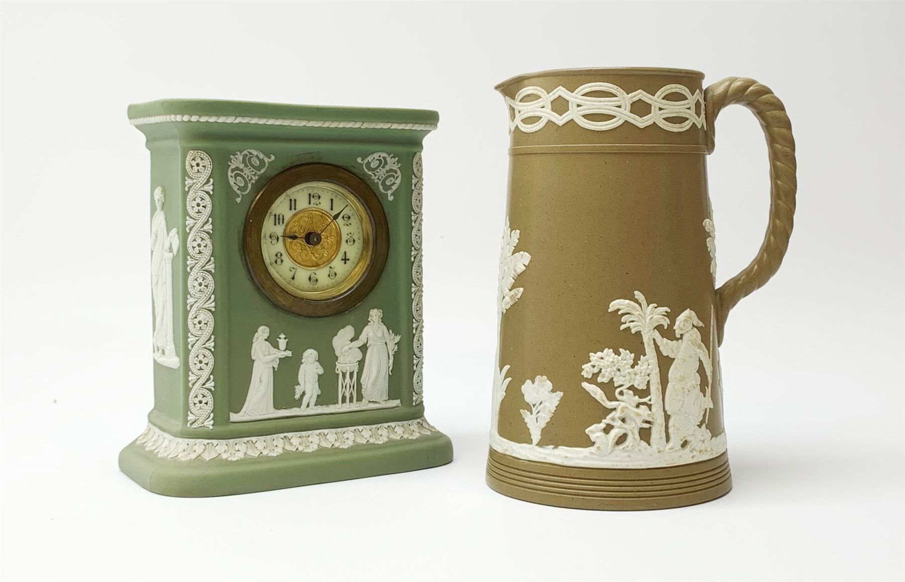 An early 20th century Wedgwood sage green jasper timepiece - Image 11 of 31