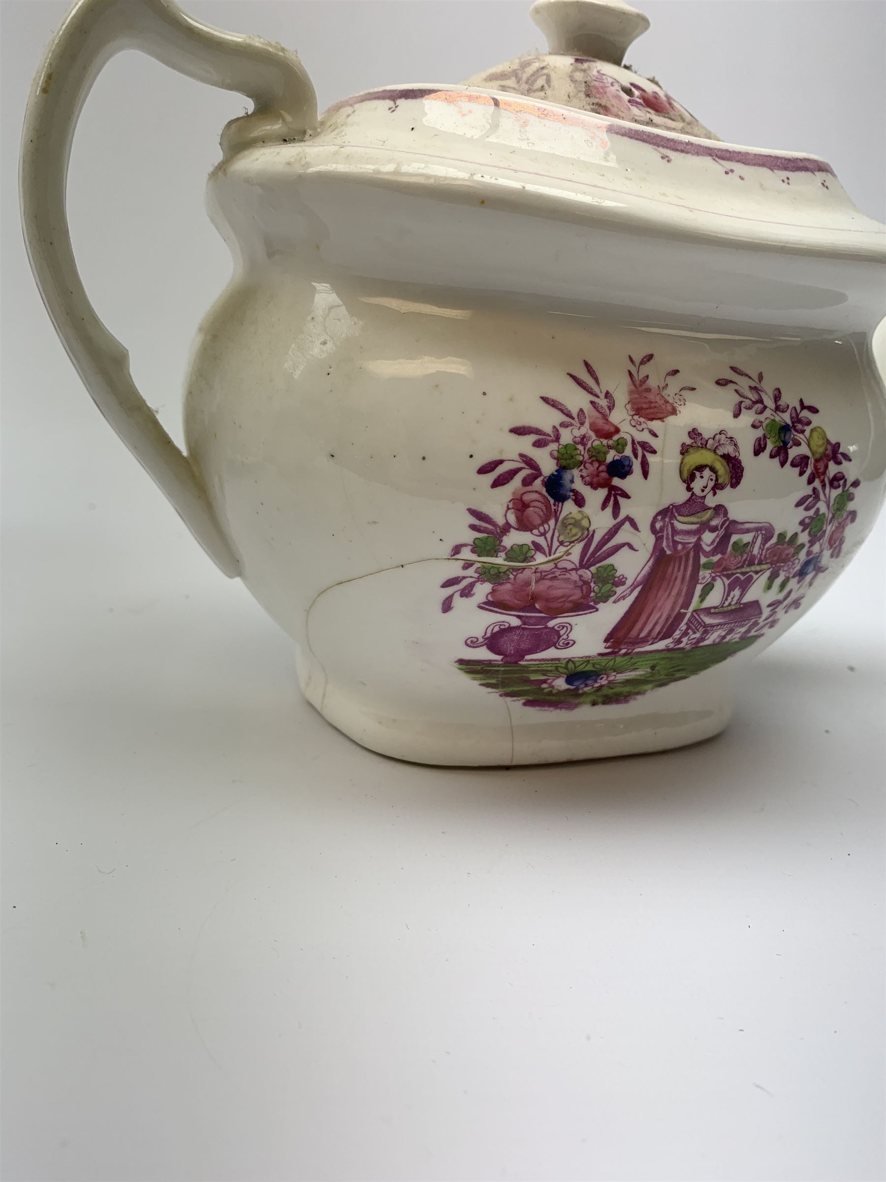 A quantity of assorted 19th century pink lustre teawares - Image 6 of 12