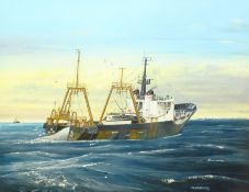 Ronald Henderson (British 20th century): 'M.V. Arctic Raider' - Hull Trawler Ship's Portrait