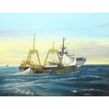 Ronald Henderson (British 20th century): 'M.V. Arctic Raider' - Hull Trawler Ship's Portrait