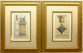 Pair Architectural prints in gilt frames 40cm x 26cm (2)