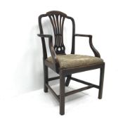 19th century Hepplewhite style mahogany armchair, upholstered drop in seat, W62cm