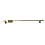 20th century brass curtain pole with turned end finials, L139cm (total)
