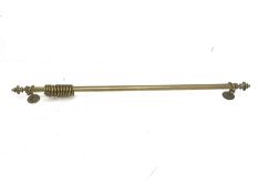 20th century brass curtain pole with turned end finials, L139cm (total)