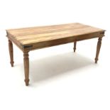 Mexican pine rectangular dining table on turned supports, 180cm x 90cm, H77cm