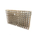 Pair sixty four bottle metal and timber framed wine racks