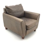 Collins & Hayes - armchair upholstered in brown leather, W92cm, D98cm