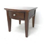 Mahogany serpentine front lamp table, single drawer, square tapering supports, W62cm, H62cm, D74cm