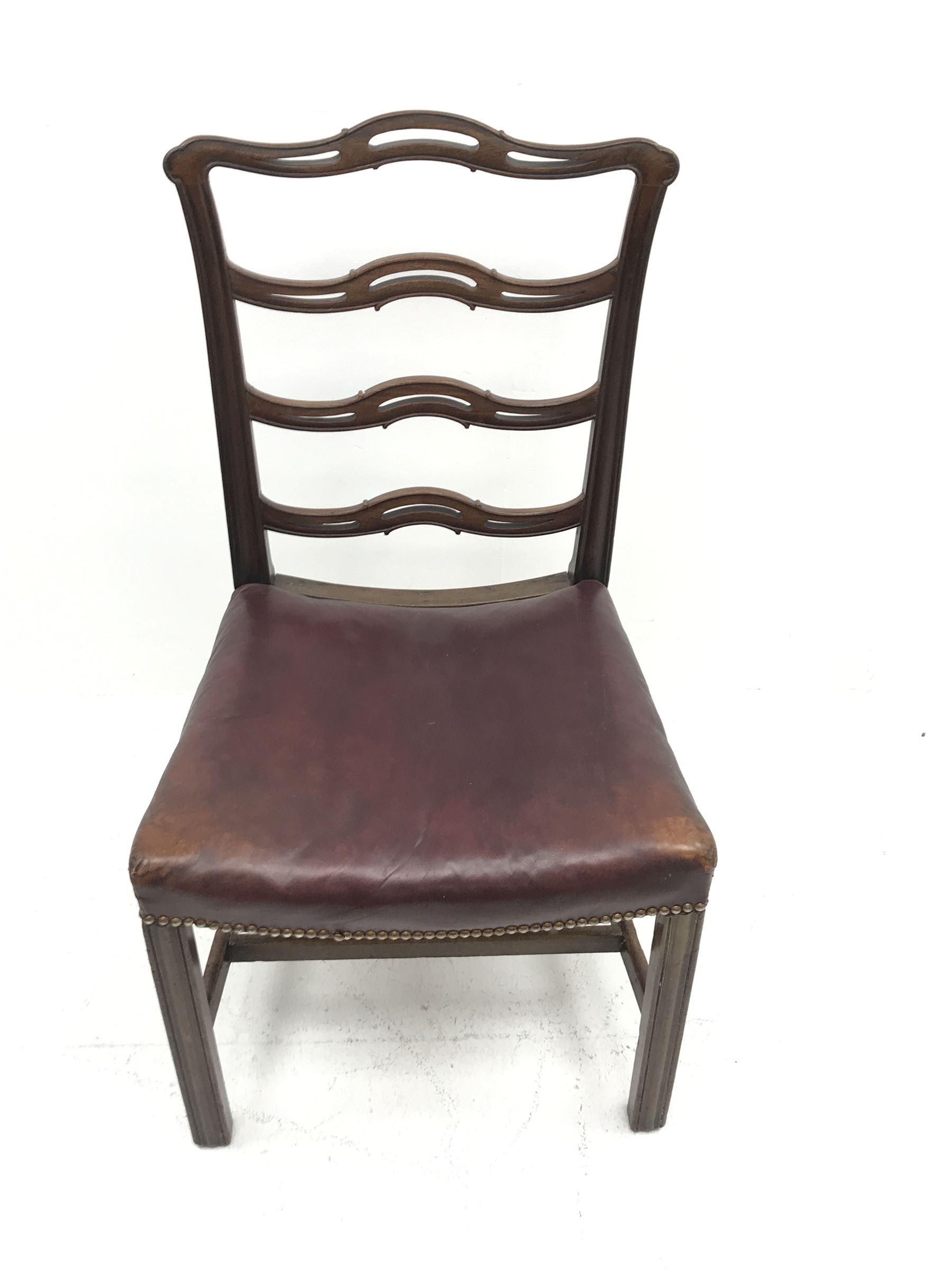 Georgian mahogany Chippendale style chair, moulded frame with pierced and waved slat back, dished le - Image 5 of 7