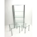 Chrome and glass nest of two tables (W50cm