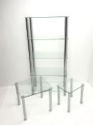 Chrome and glass nest of two tables (W50cm