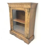 Victorian inlaid walnut pier cabinet, single door enclosing lined interior, metal mounts, shaped pli