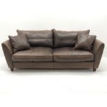 Collins & Hayes - grande two seat sofa upholstered in brown leather, W225cm, D98cm