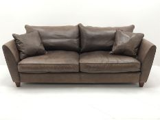 Collins & Hayes - grande two seat sofa upholstered in brown leather, W225cm, D98cm