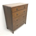 Early 20th century oak chest, four long drawers, W94cm, H107cm, D47cm