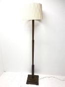 Art Deco period oak standard lamp, stepped square tapering column and square base, H157cm (measureme