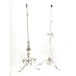 20th century white painted Rococo style wrought metal standard lamp with shade (H133cm (measurement