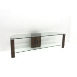 Two tier glass D shaped television stand