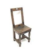 18th century French walnut nun's convent chair, the frame inlaid with rectangular ebony panels and c