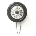 Early 20th century Postman�s alarm clock, circular beech frame dial, D28cm (no weight or pendulum)