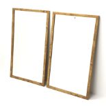 Pair figured maple framed rectangular wall mirrors, 60cm x 102cm