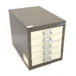 Bisley five drawer index cabinet, W28cm, H33cm, D41cm