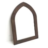 Pointed arch wall mirror in stained pine frame, 80cm x 110cm