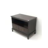 Stag mahogany television stand, single shelf above two drawers, shaped supports