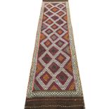 Old Suzni Kilim beige ground runner, geometric pattern