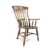 19th century elm farmhouse chair, W58cm