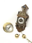 Early 20th century 'Smiths Sectric' brass bulk head clock (D19cm), and a Dutch style wall clock ((H5