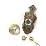 Early 20th century 'Smiths Sectric' brass bulk head clock (D19cm), and a Dutch style wall clock ((H5
