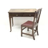Maple & Co - Edwardian mahogany writing table, moulded rectangular top inset with leather, two drawe