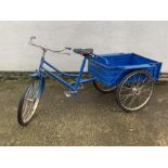 'Forever' blue finish cargo tricycle, single speed, trailer size - 56cm x 75cm, H23cm