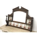 Late Victorian walnut mirror back, sloped arch pediment carved with scrolled acanthus leaves above a