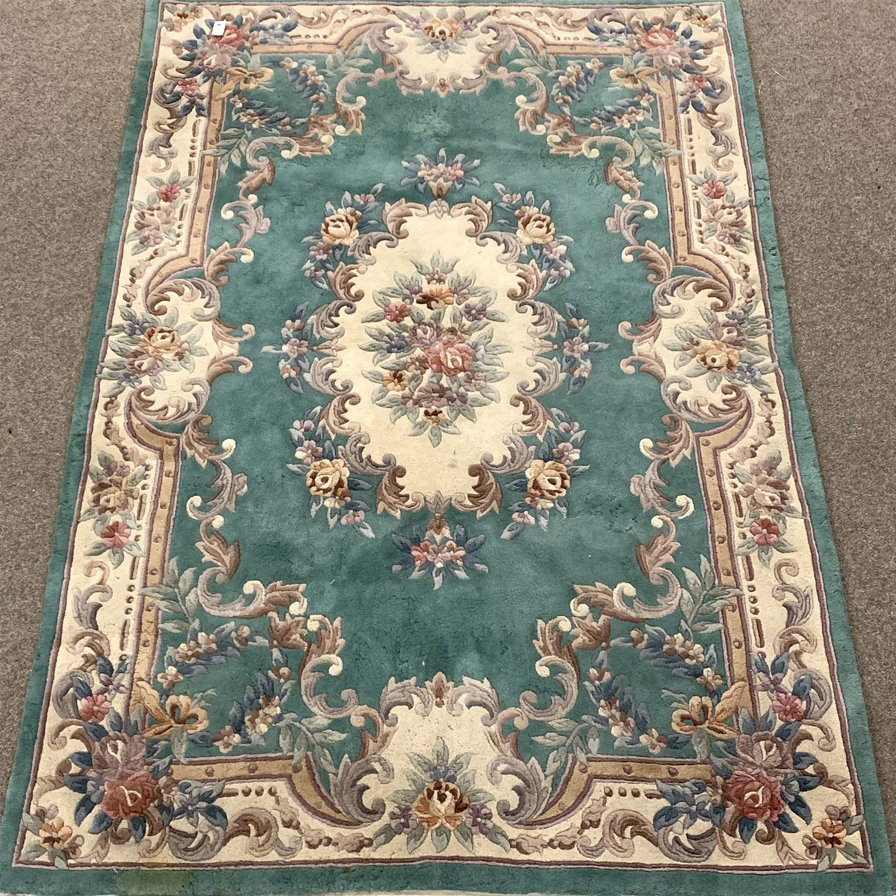 Chinese washed woollen turquoise ground rug, 277cm x 183cm - Image 2 of 6