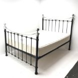 Victorian style 5� Kingsize bedstead, black and chrome finish (W156cm, H150cm, L219cm) with mattress