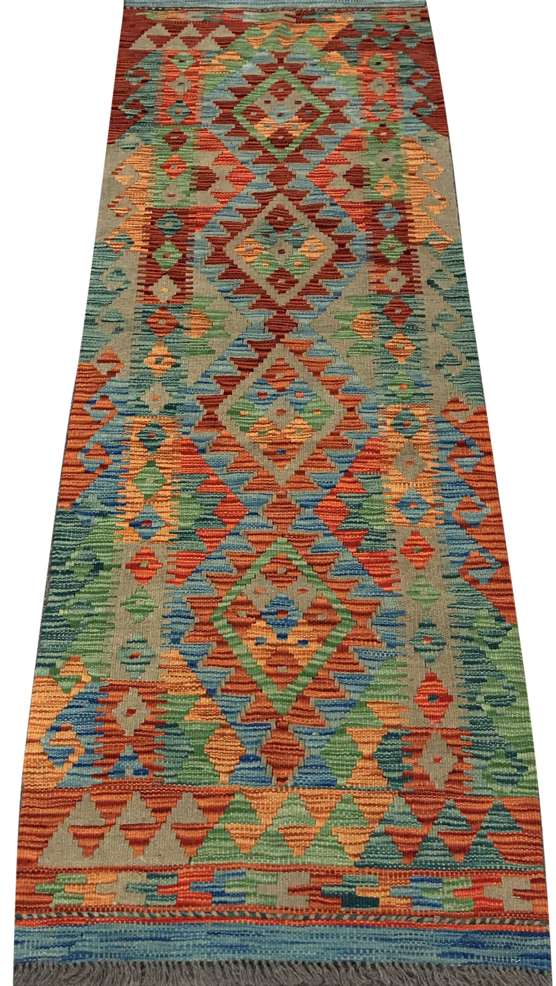 Choli Kilim multi coloured ground runner, geometric pattern