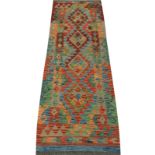 Choli Kilim multi coloured ground runner, geometric pattern