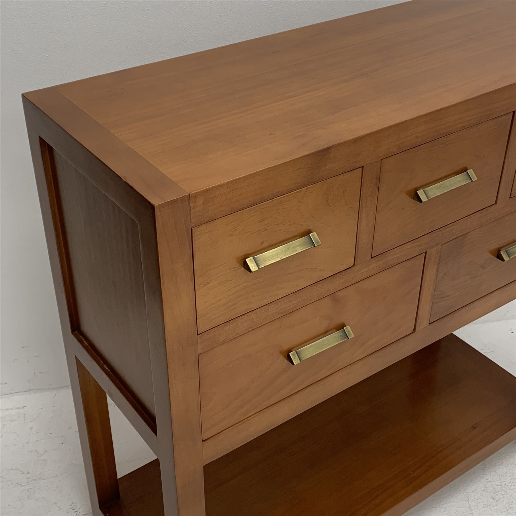 Cherrywood multi-drawer side cabinet fitted with five drawers and undertier, W90cm, H90cm, D35cm - Image 4 of 5