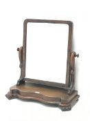 Victorian mahogany dressing table mirror, shaped front, on scroll carved feet, W60cm, H67cm